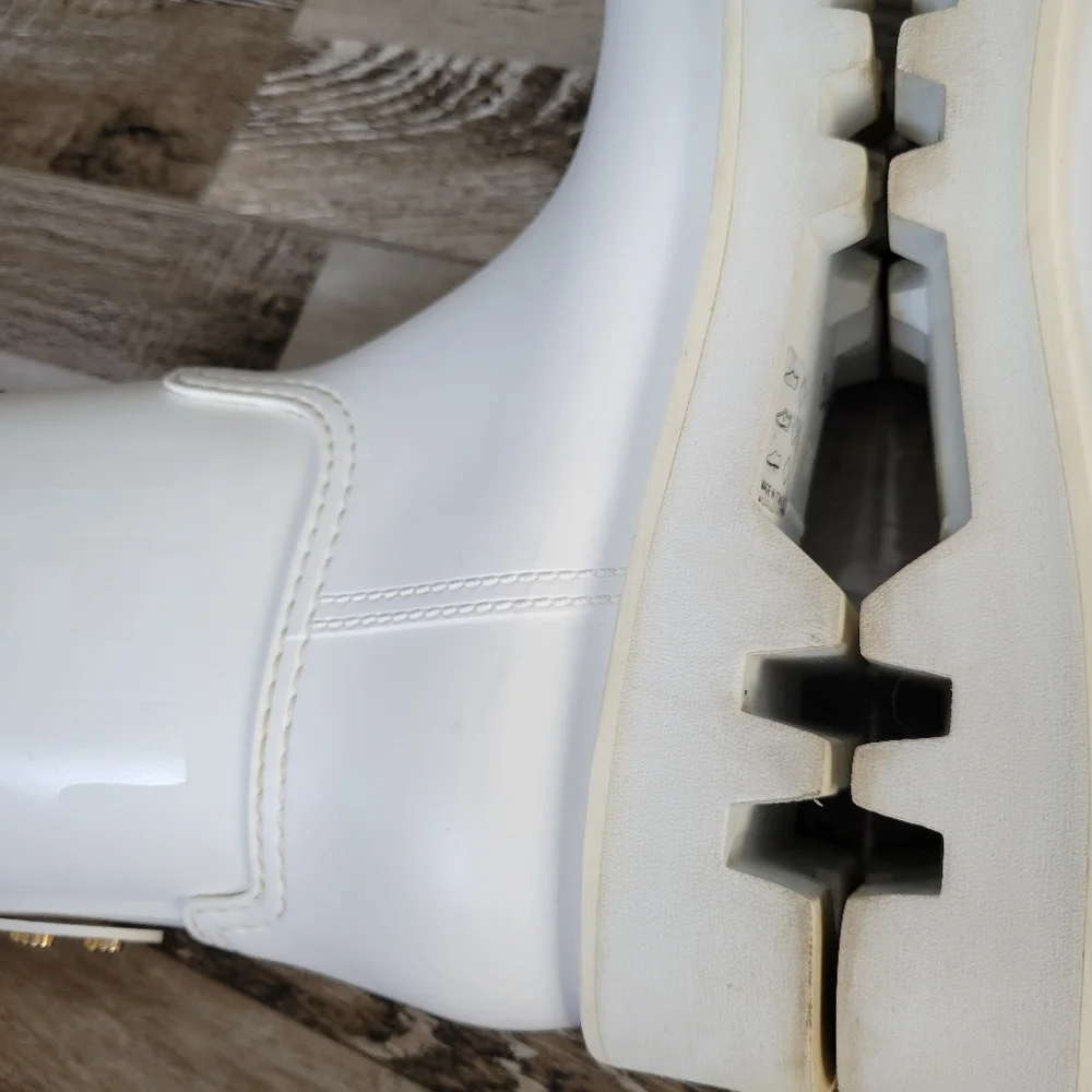 (RED) Valentino Wellington White Rain Boots Size 37